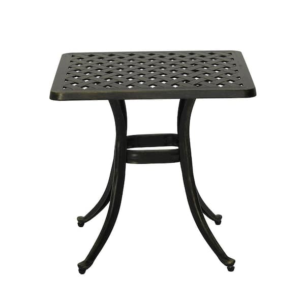 Boyel Living Outdoor Patio Square 21 in Cast Aluminum Side Table in Bronze