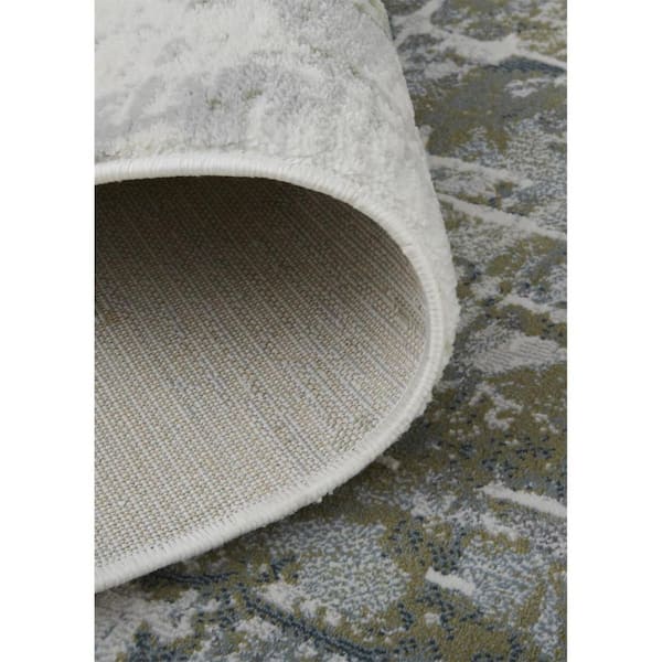 2 ft. x 8 ft. Gray, Ivory Abstract Area Rug