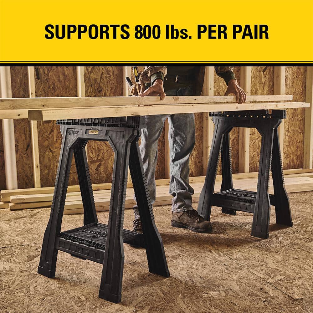 Stanley 4 in. W x 32 in. H Plastic Folding Sawhorse (2 Pack) STST60952