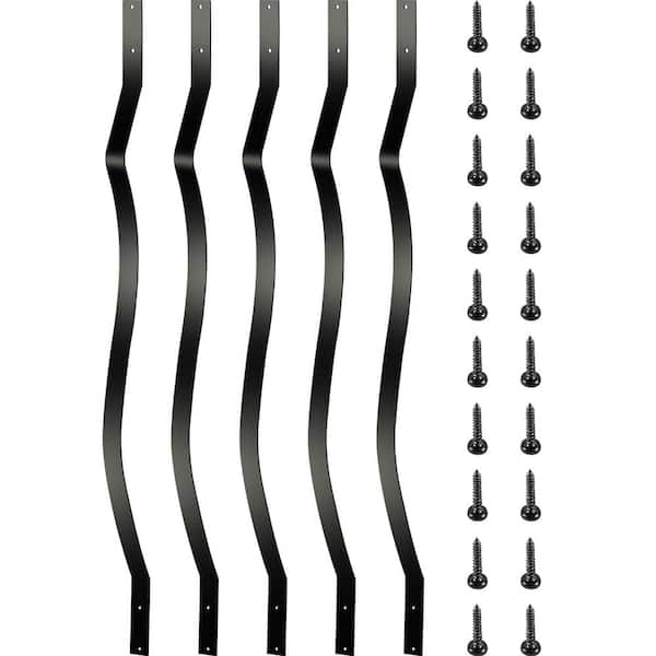 VEVOR 32.25 in. x 1 in. Deck Balusters Staircase Baluster Staircase Iron Baluster Wave Arc Baluster for Outdoor (26-Pack)