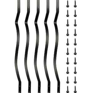 32.25 in. x 1 in. Deck Balusters Staircase Baluster Staircase Iron Baluster Wave Arc Baluster for Outdoor (26-Pack)