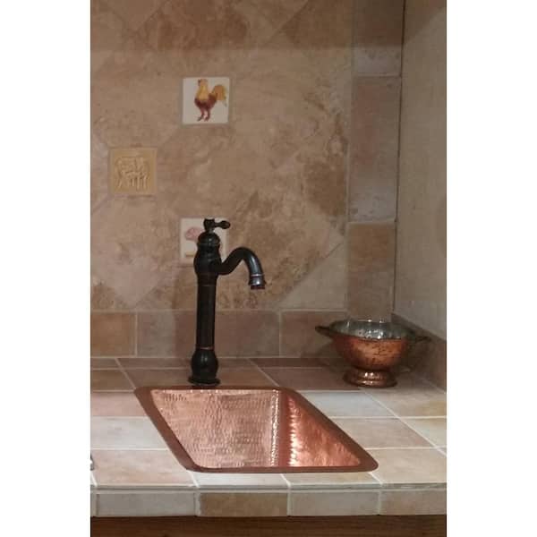 Premier Copper Products Under Counter Rectangle Hammered Copper 17 in. Bathroom Sink in Polished Copper