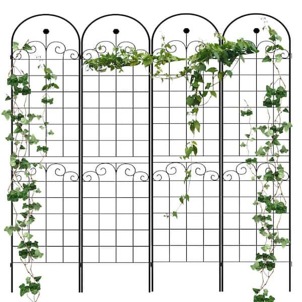 TUYOHW Generic Metal Garden Trellis for Climbing Plants, 19.7"L x 86.7"H for Vines Plant Rose Support Trellis (Black, 4 Pack)