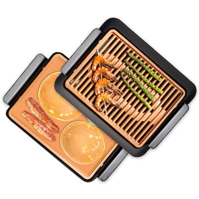 OVENTE 1000-Watt Portable Electric Indoor Grill with Non-Stick Grilling  Plate, Black GD1632NLB - The Home Depot