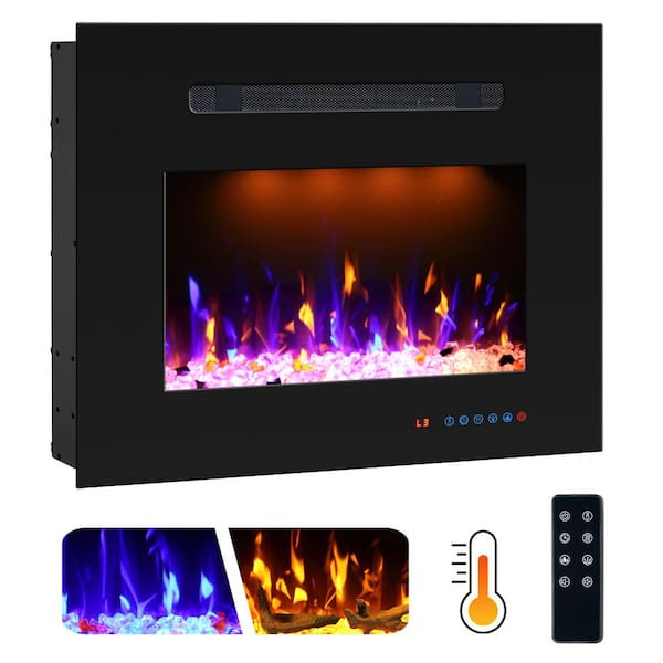 21.1 in. Electric Fireplace Insert with 3-Flame, Thermostat, Crackling Speaker