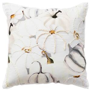 Harvest Ivory Pumpkins Cotton 20 in. x 20 in. Poly Filled Decorative Throw Pillow