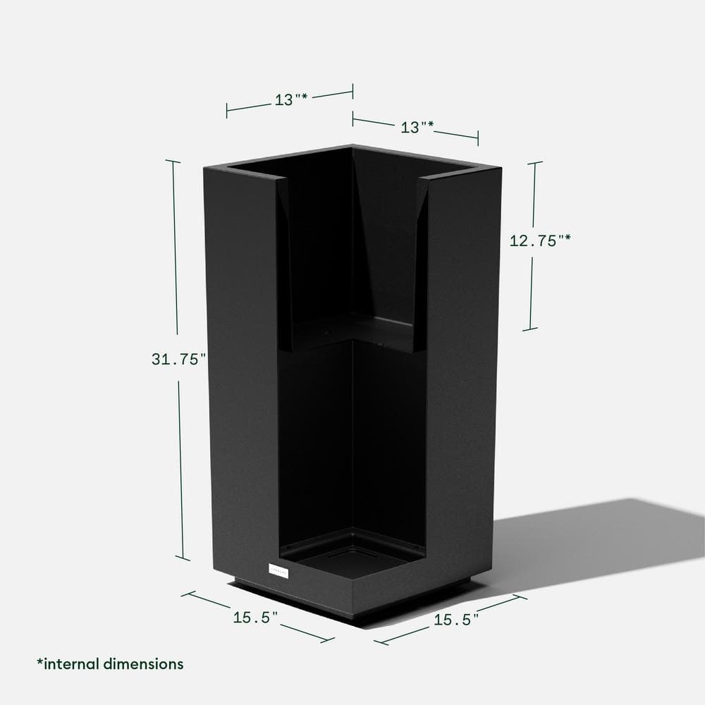 Black Tall Rectangular Plastic Outdoor Planter