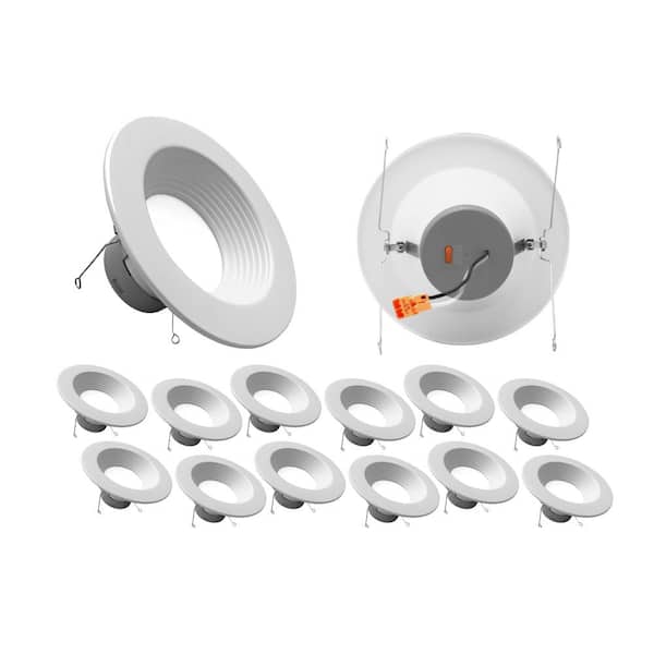 NICOR 5 in. to 6 in. White Baffle Selectable CCT Integrated LED Recessed Retrofit Downlight Trim, Dimmable (12-Pack)