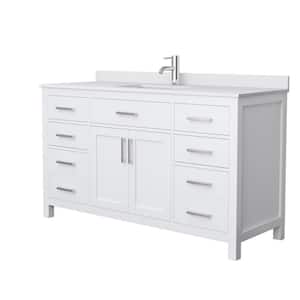 Beckett 60 in. W x 22 in. D Single Bath Vanity in White with Cultured Marble Vanity Top in White with White Basin