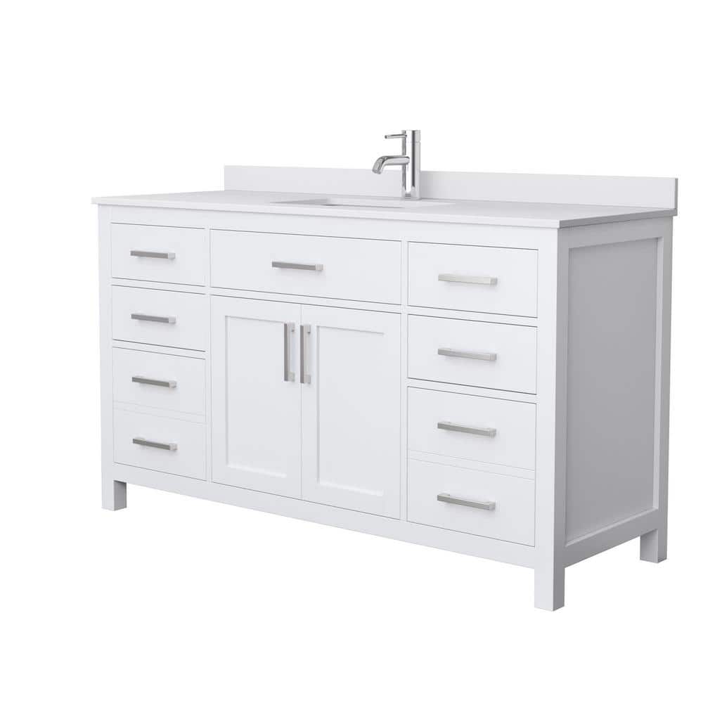 Beckett 60" White Freestanding Single Bathroom Vanity with Cultured Marble Top