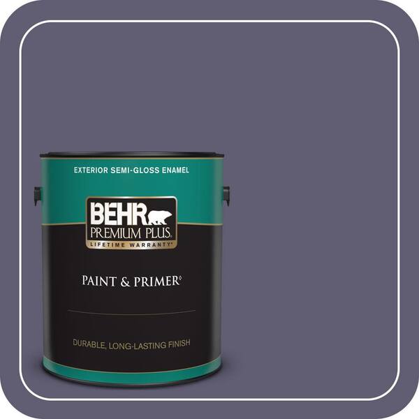 BEHR PREMIUM PLUS 1 gal. #PMD-90 Luscious Purple Semi-Gloss Enamel Exterior Paint & Primer