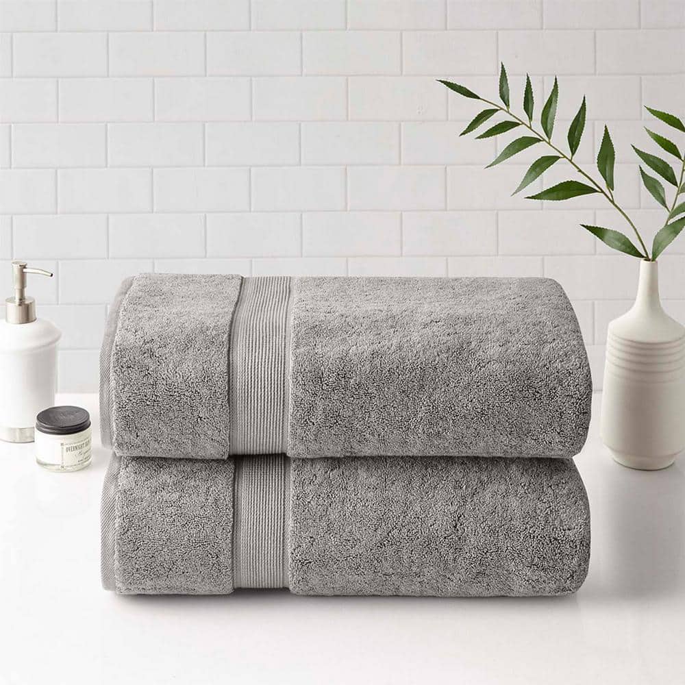 Luxurious Silver 800GSM Cotton Bath Sheet Set, 2 Pieces