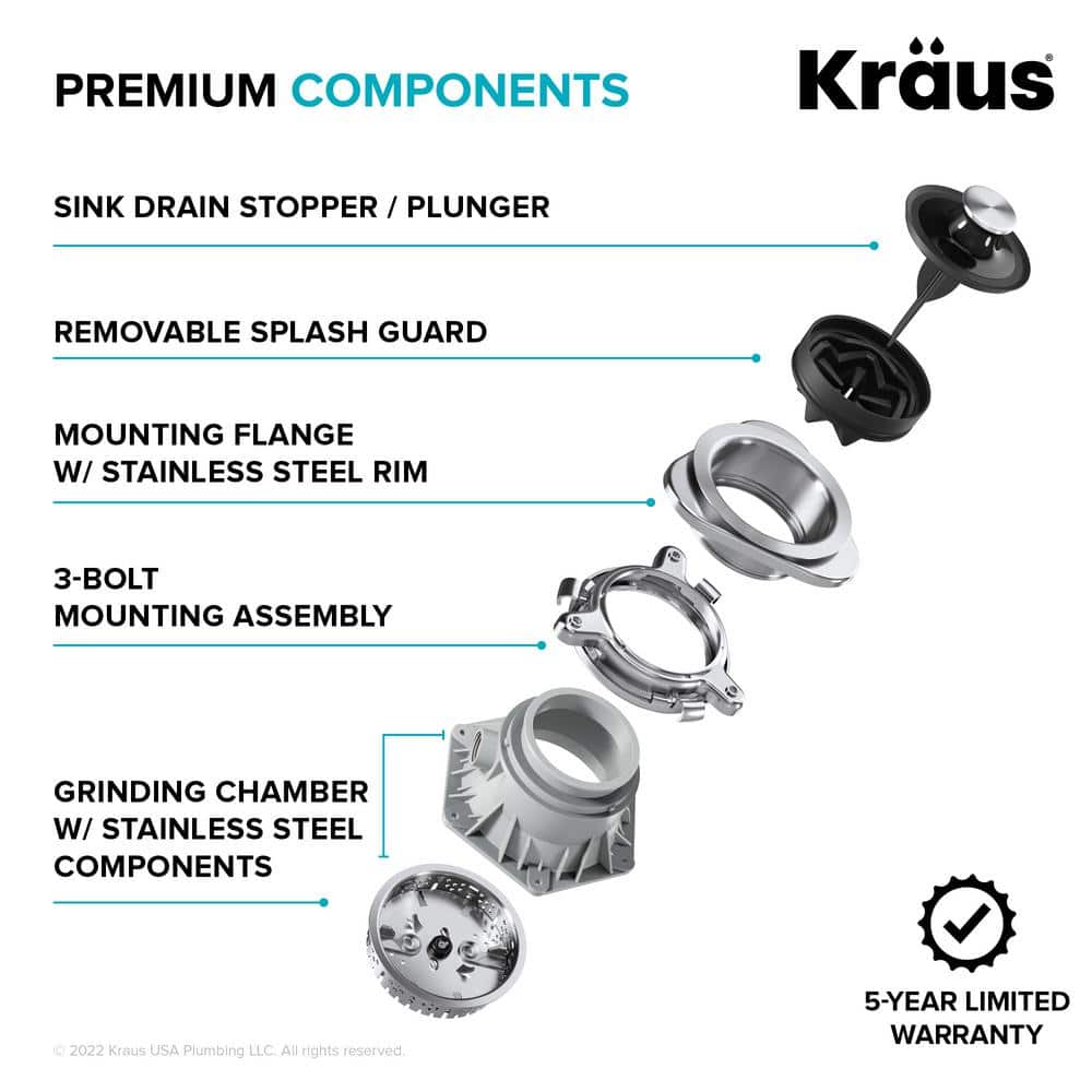 Matte Gray Stainless Steel Continuous Feed Garbage Disposal