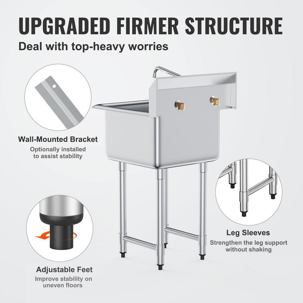 VEVOR 21'' Stainless Steel Free Standing Utility Sink with Faucet