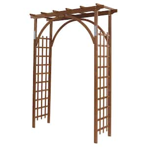 62.99 in. x 84.65 in. Wood Garden Arbor Beautiful and Practical Garden Arch Pergola Pavilion for Wedding, Dark Brown