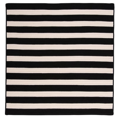 Baxter Black White 10 ft. x 10 ft. Square Braided Indoor/Outdoor Area Rug