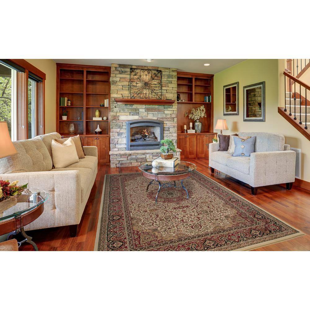 Elegant Ivory Persian-Style Medium Pile Area Rug 7'10" x 11'2"