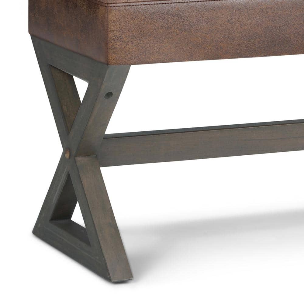Salinger 48" Chestnut Brown Faux Leather Ottoman Bench