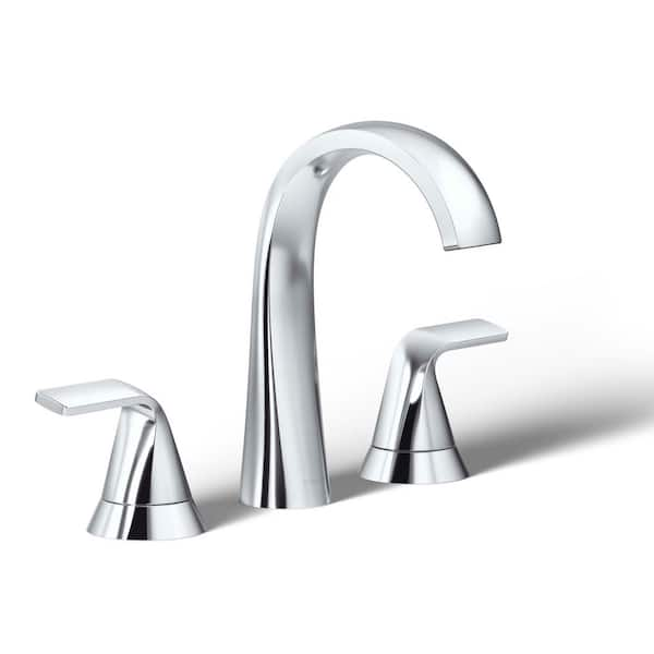 Kohler Cursiva 8 In Widespread 2 Handle Bathroom Faucet In Polished Chrome K R30579 4d Cp The 6777