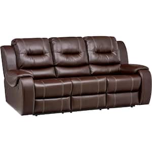 Rialto Faux-Leather Brown Double Reclining 3-Seater Sofa