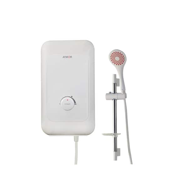 ATMOR 6,000-Watt Electric Tankless Water Heater Shower System (Incl. Water Heater, Hose, Handheld, Rise Bar, Soap Dish)