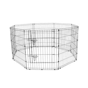 0-Acre 30 in. Indoor/Outdoor Collapsable Dog Exercise Pen with Latched Door
