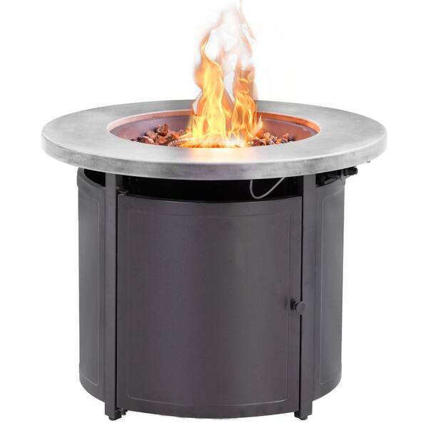 round black propane fire pit table