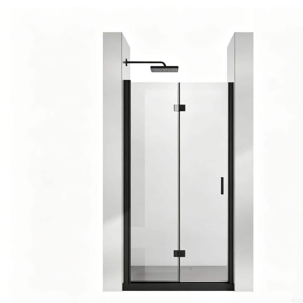 "36""W x 72"" Foldable Bifold Frameless Pivot Door, 1/4"" Tempered Glass, Matte Black Fitting" price history on PriceWatchPro