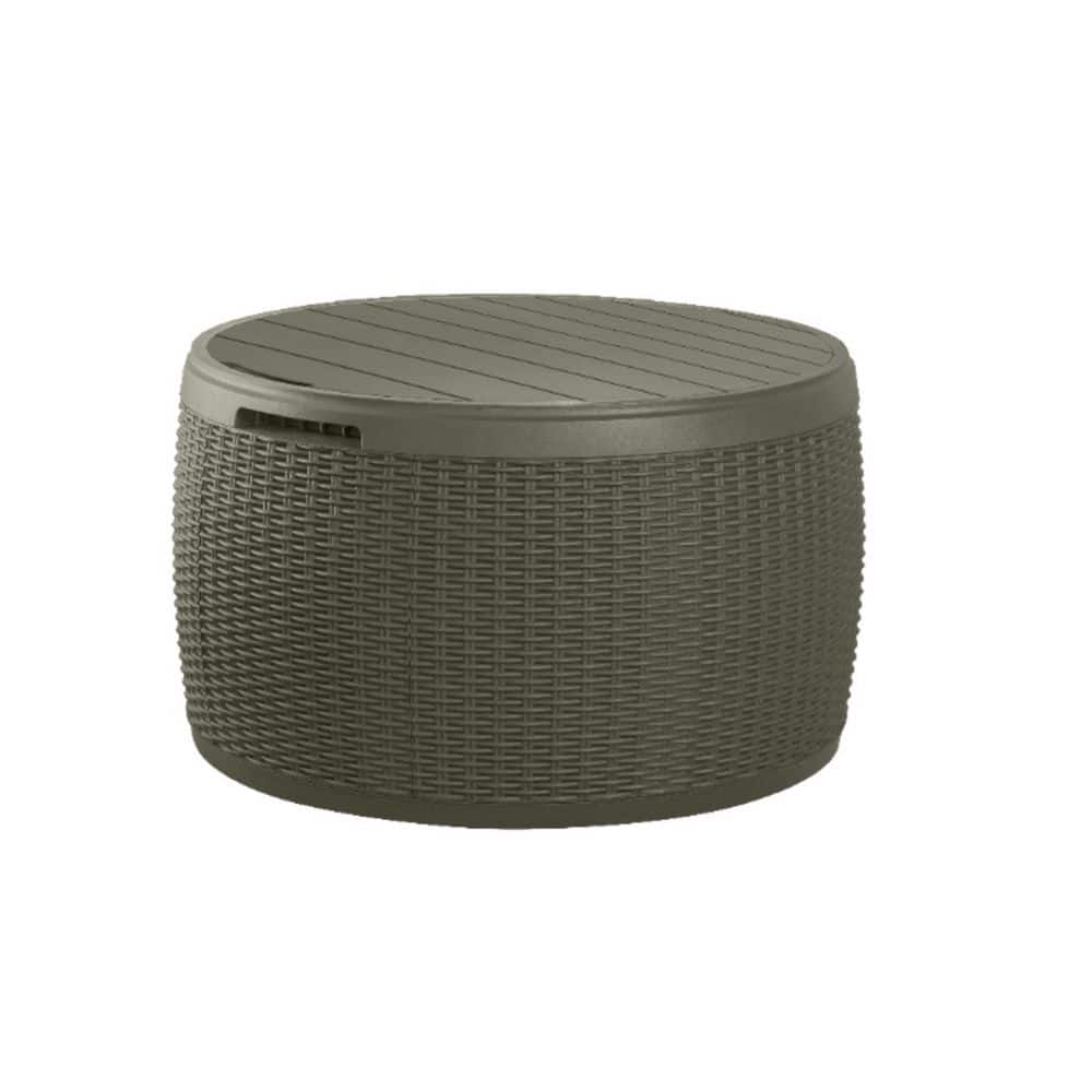 Circa 37 Gal. Resin Circular Rattan Style Green Outdoor Storage Deck Box