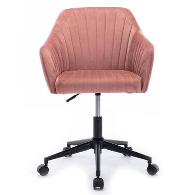 Bean paste red Velve Seat Office Chair with Non-Adjustable Arms