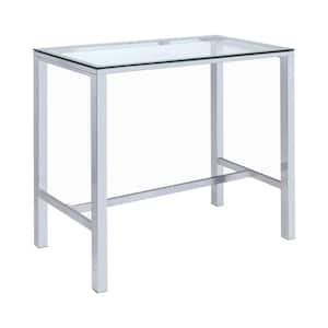 42.5 in. H Rectangle Chrome Clear Glass Top Bar Table
