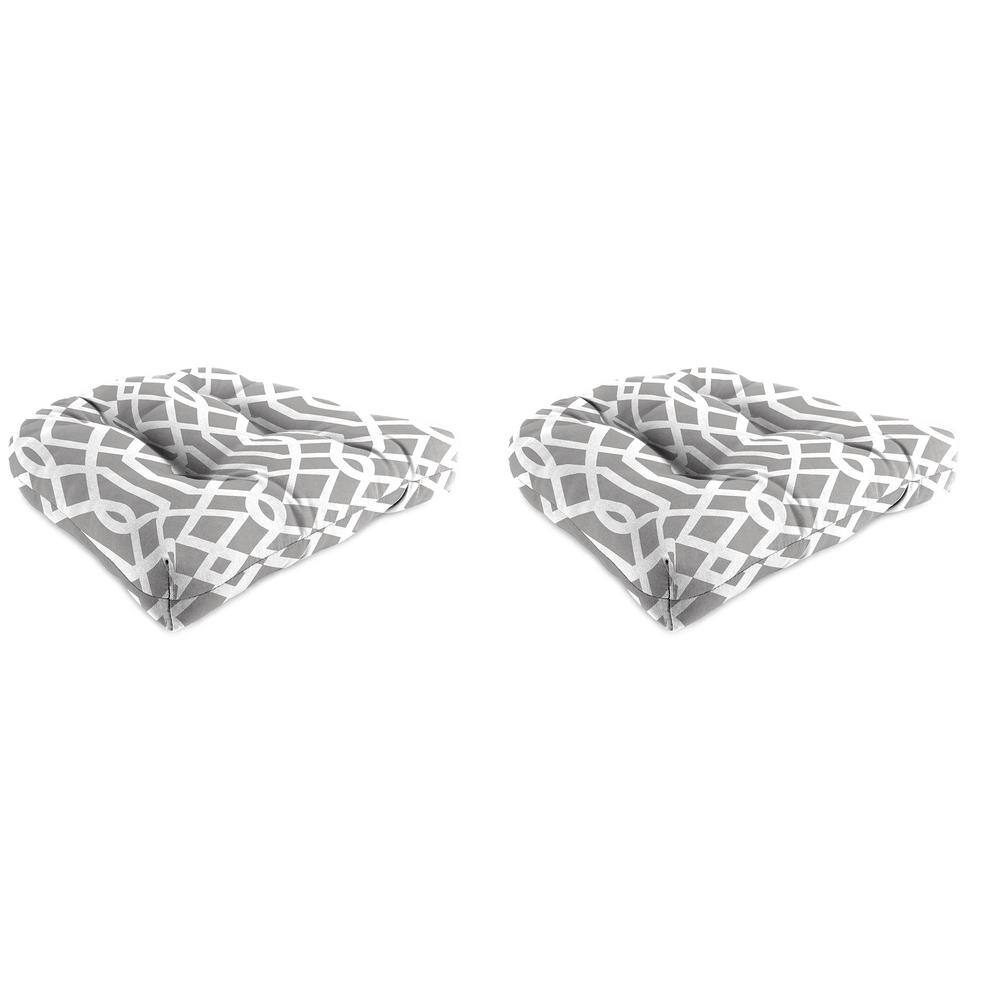 18 in. L x 18 in. W x 4 in. T Tufted Outdoor Wicker Seat Cushion in Chauncey Pumice (2-Pack)