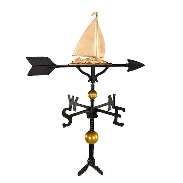 Montague Metal Products 32 in. Deluxe Gold Sailboat Weathervane