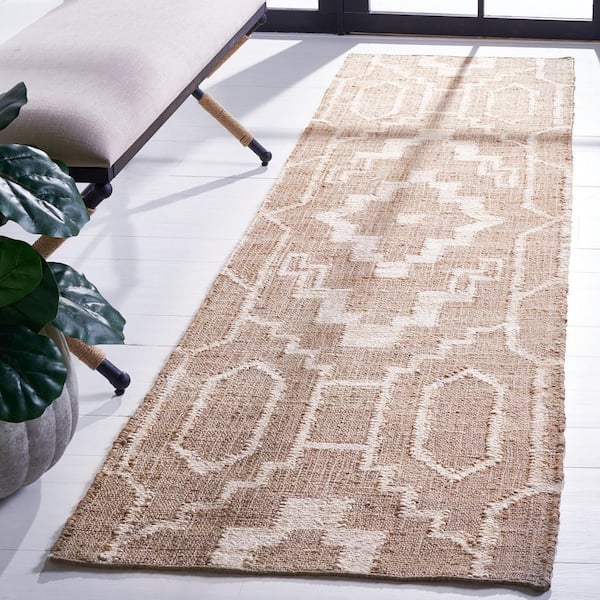 Natural Fiber Gray/Ivory 2 ft. x 9 ft. Modern Geometric Runner Rug