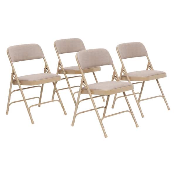 National Public Seating Beige Fabric Seat Stackable Folding Chair (Set of 4)