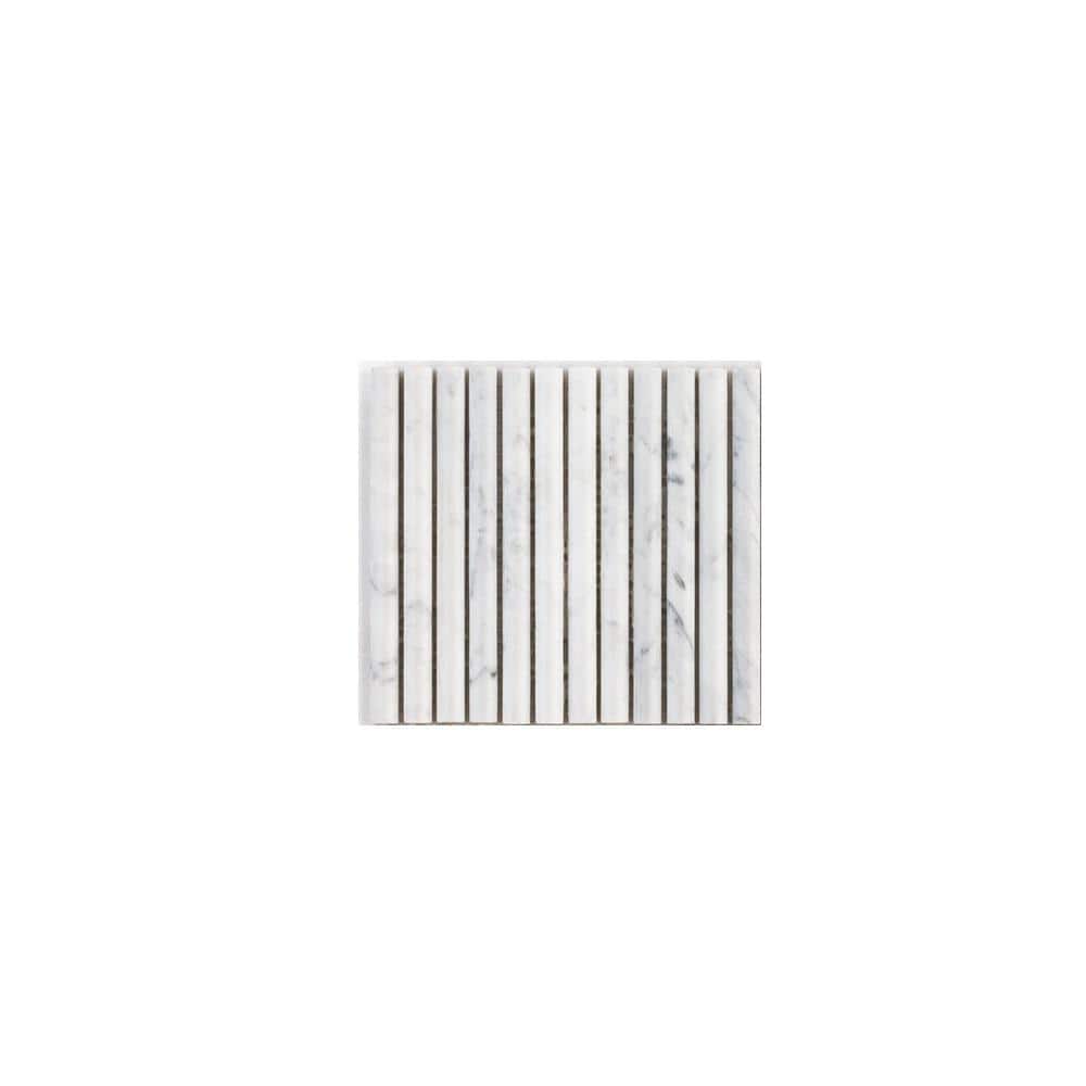 Take Home Tile Sample - Expose Venato White 4 in. x 4 in. Fluted Honed Marble Wall Mosaic Tile price history on PriceWatchPro