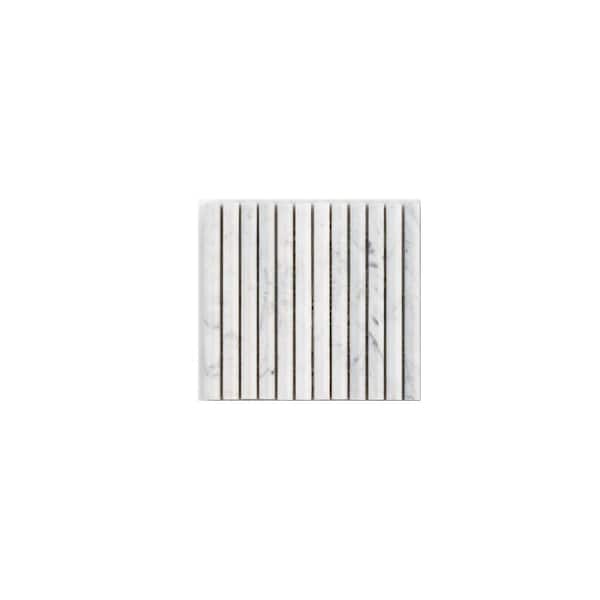 Jeffrey Court Take Home Tile Sample - Expose Venato White 4 in. x 4 in. Fluted Honed Marble Wall Mosaic Tile