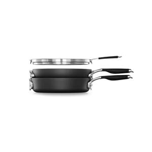 Select Space Saving 3-Piece Hard-Anodized Aluminum Nonstick Cookware Set in Black