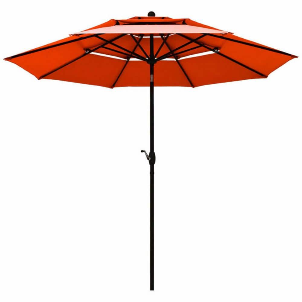 10 ft. 3-Tier Aluminum Market Outdoor Patio Umbrella Sunshade Shelter with Double Vented in Orange price history on PriceWatchPro