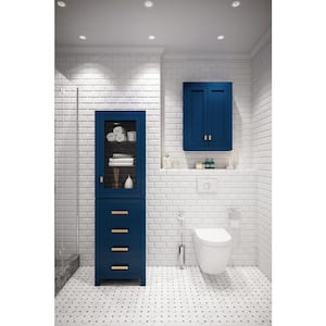 Madison 21 in. W x 17 in. D x 71 in. H Monarch Blue Free Standing Linen Cabinet