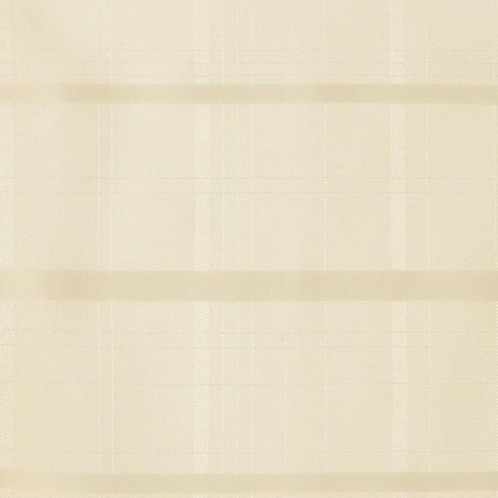 Beige Round Stain-Resistant Fabric Tablecloth with Plaid Design