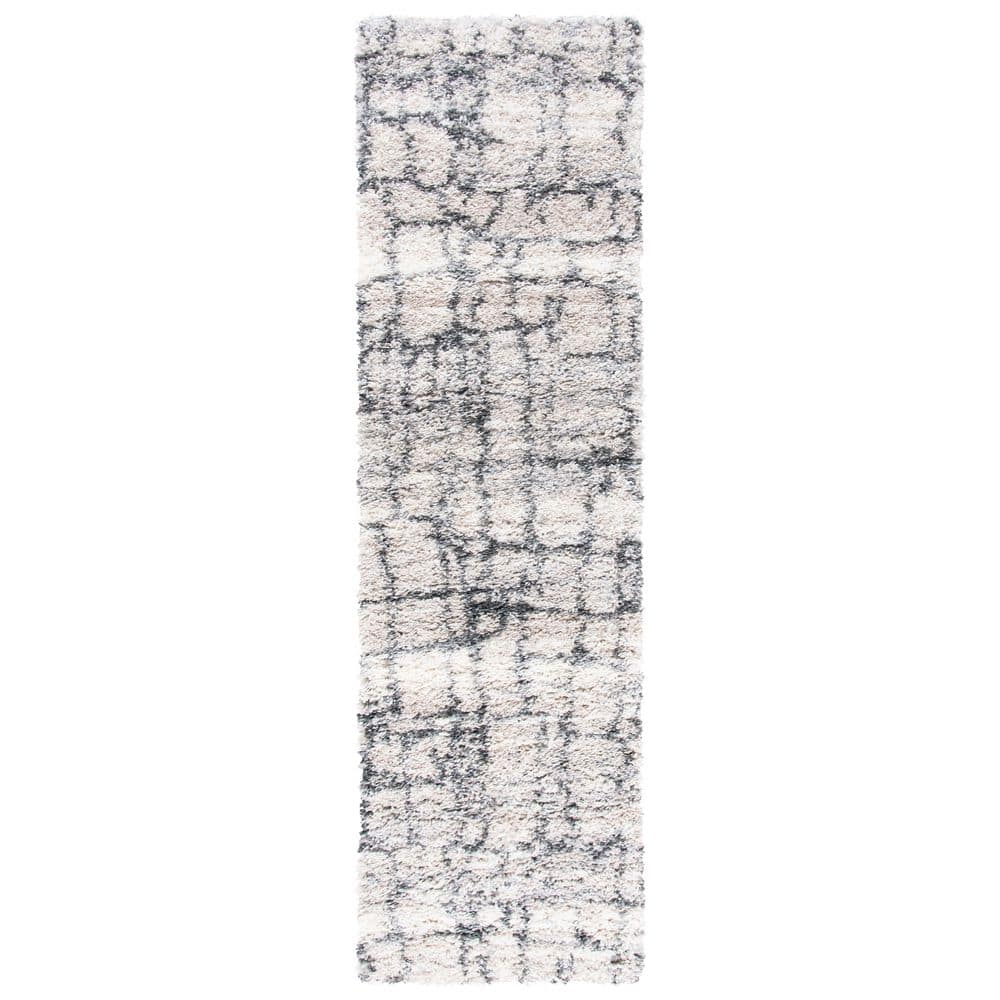Fontana Shag 2 ft. x 8 ft. Ivory/Gray Distressed Abstract Runner Rug price history on PriceWatchPro