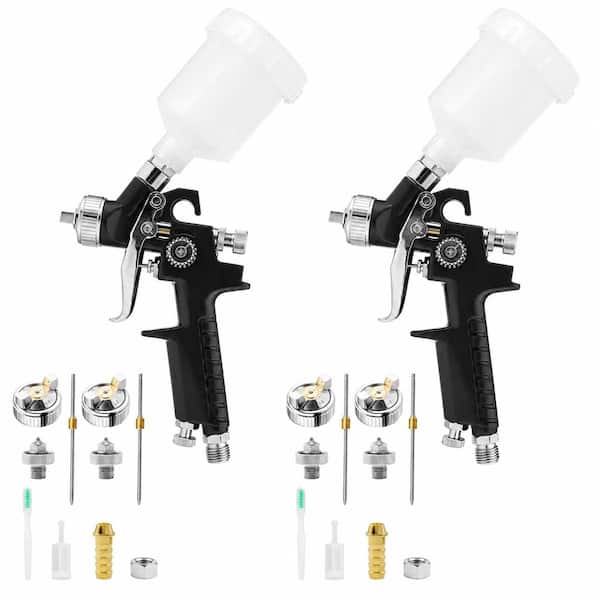Mini HVLP Air Spray Gun Kit with 0.8mm and 1.0mm Nozzles 125cc Cup for Auto Furniture Paint 2 Pack
