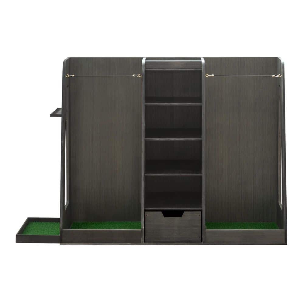 Premium Wooden Golf Bag Organizer, Stylish Golf Storage Rack, Holds 2-Golf Bags, Gray price history on PriceWatchPro