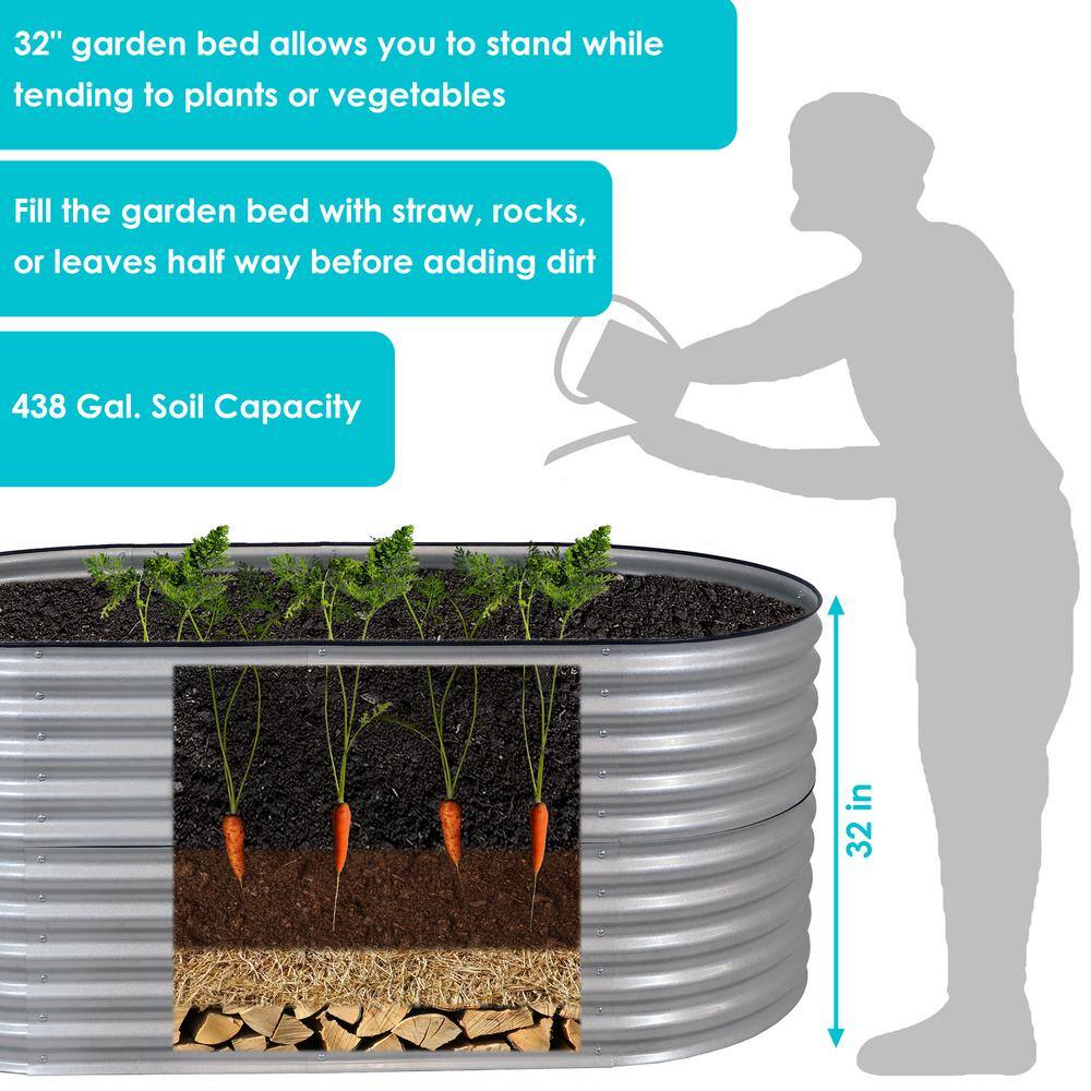 Large Silver Galvalume Steel Raised Garden Bed for Outdoor Use
