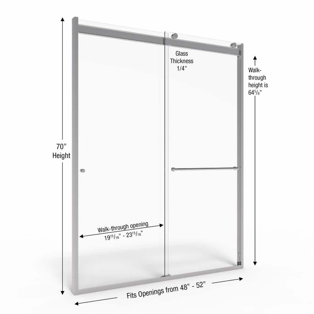 Rotolo 70" High x 56" Wide Chrome Semi Frameless Shower Door