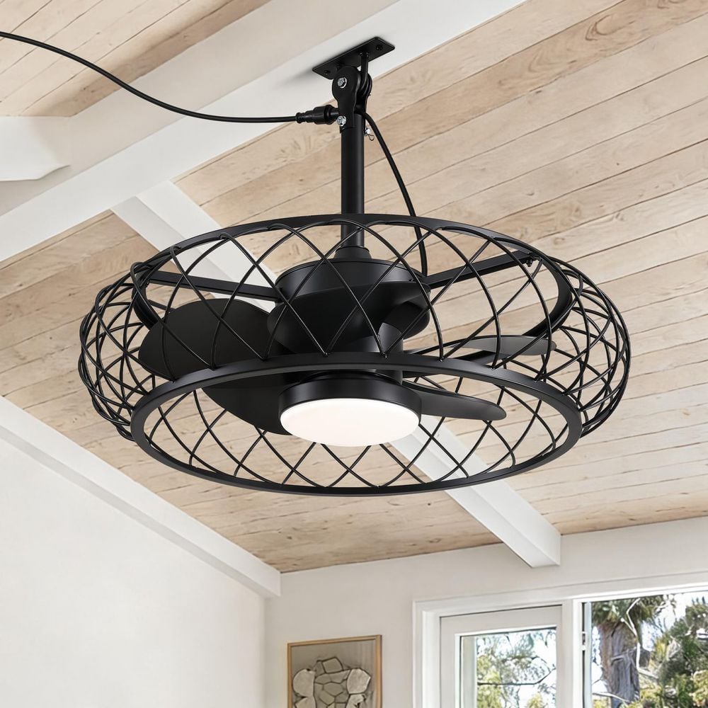 23.6 in. Black LED Outdoor Waterproof Caged Ceiling Fan with Light and Remote Control price history on PriceWatchPro