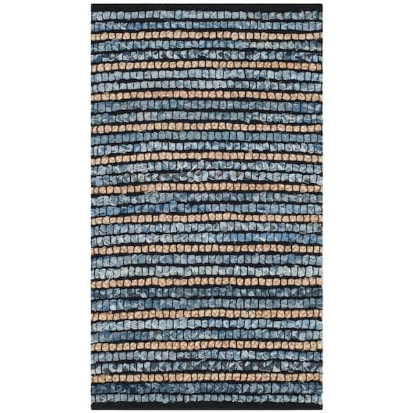 SAFAVIEH Cape Cod Blue/Natural Doormat 2 ft. x 3 ft. Striped Area Rug