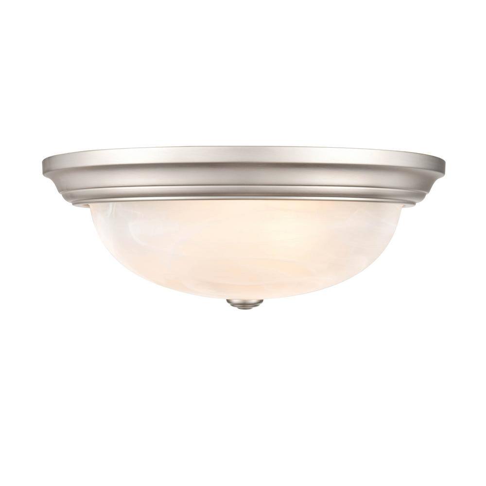 Sleek Satin Nickel 3-Light Indoor/Outdoor Flush Mount Bowl