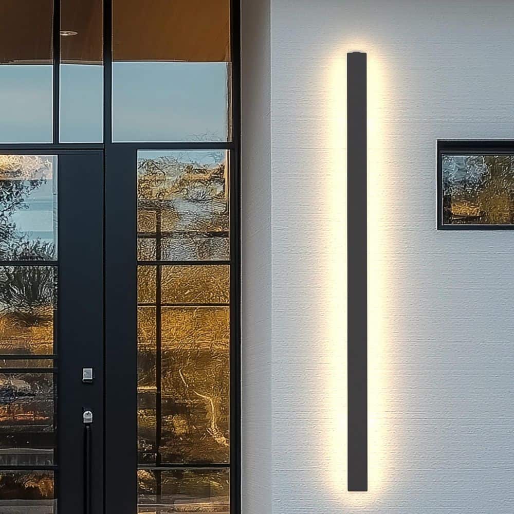 40 in. Black 30-Watt Outdoor Hardwired Linear Waterproof with Integrated LED Wall Lantern Sconce, 3000K Warm White price history on PriceWatchPro